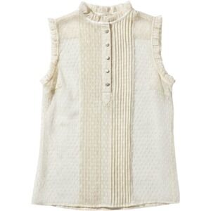 YAYA Silk Blouse‎ Women's Cream Sheer Button Up Size M Ruffle